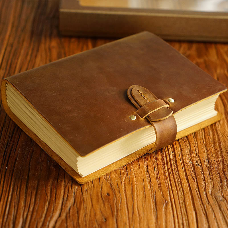 Retro Brown Genuine Leather Cover Notebook For Daily Record