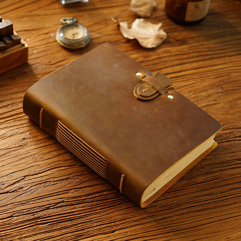 Retro Brown Genuine Leather Cover Notebook For Daily Record