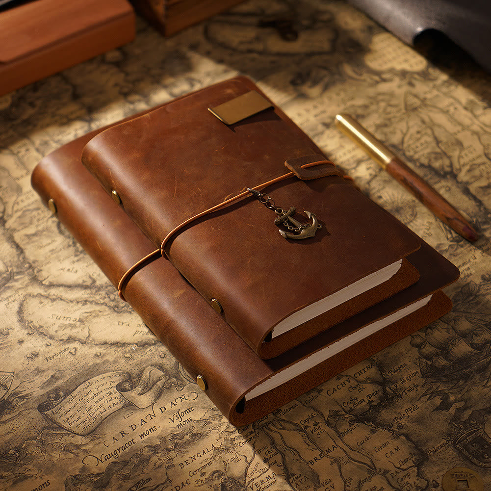 A5/ A6/ A7 Genuine Leather Cover Notebook For Daily Record