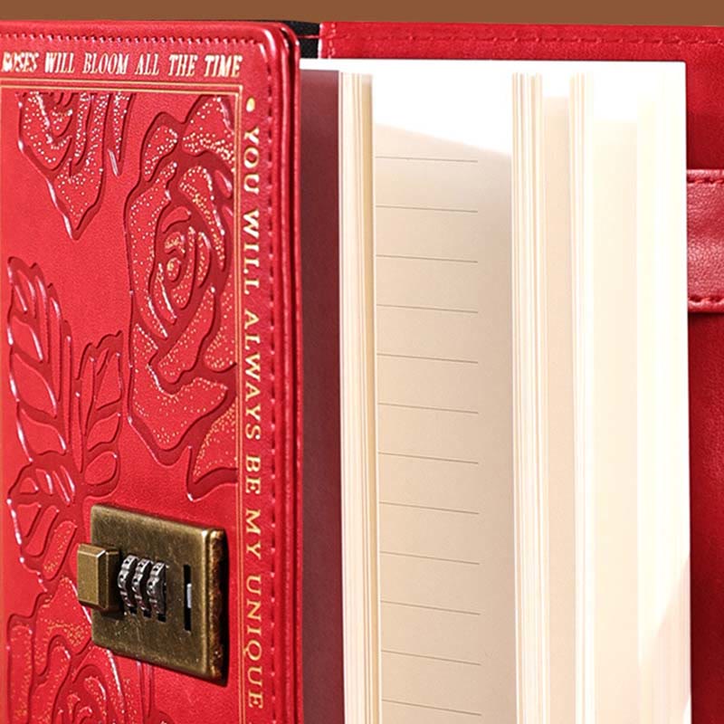 B6 Retro Leather Cover Notebook For Record With Coded Lock