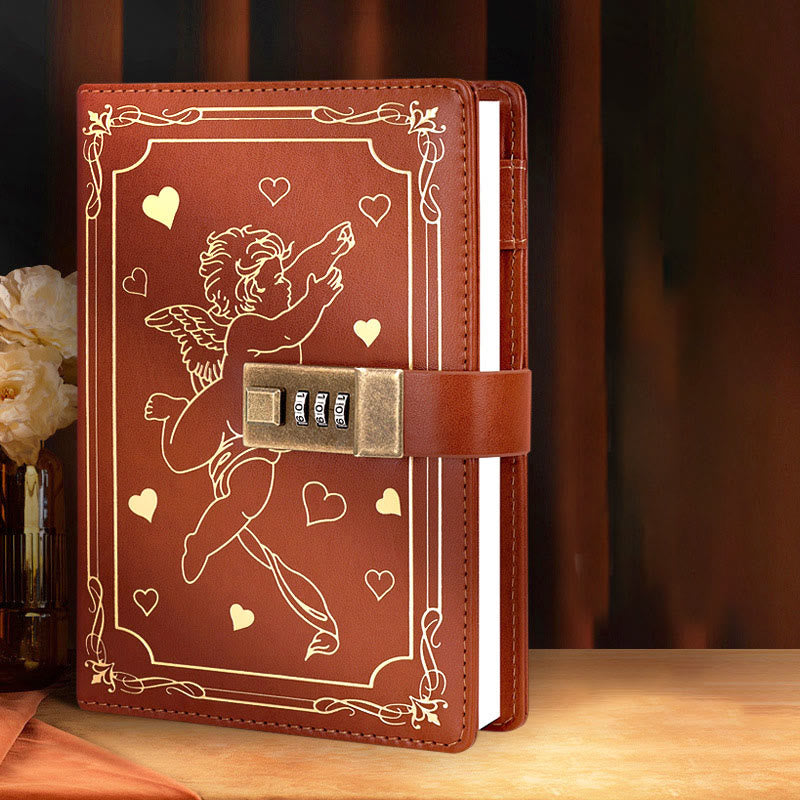 B6 Cute Leather Cover Notebook For Record With Coded Lock