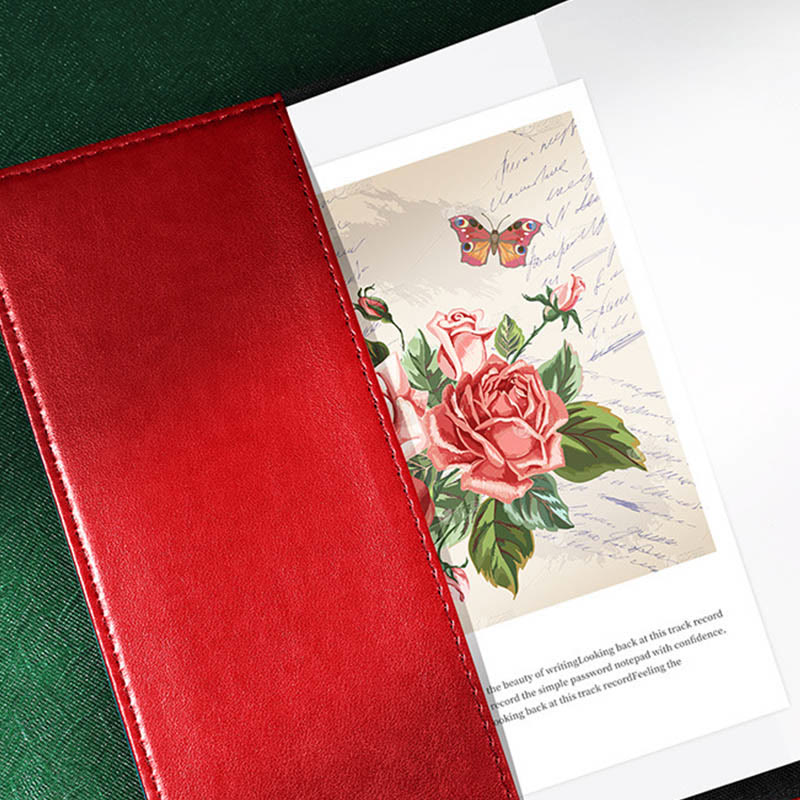 B6 Floral Leather Cover Notebook For Record With Coded Lock