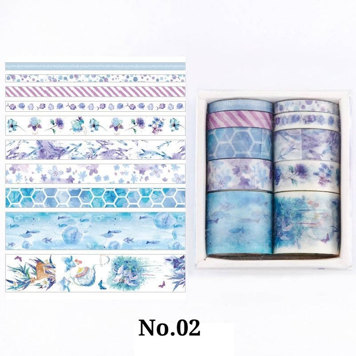 10Pcs Washi Tape Set Sticker Sea And Forest Series Scrapbook Stickers