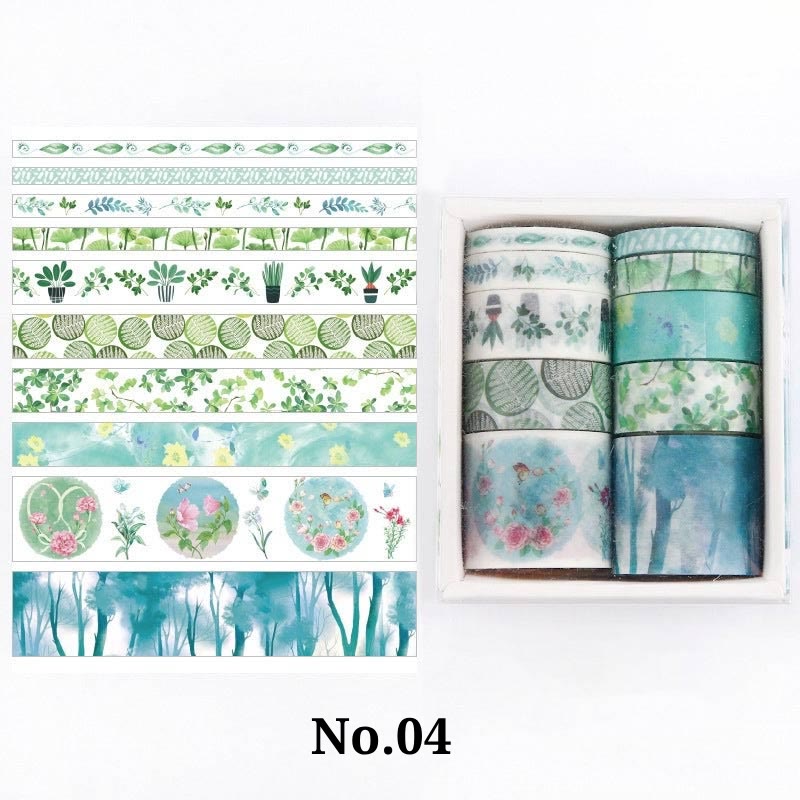 10Pcs Washi Tape Set Sticker Sea And Forest Series Scrapbook Stickers