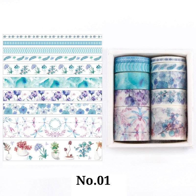 10Pcs Washi Tape Set Sticker Sea And Forest Series Scrapbook Stickers