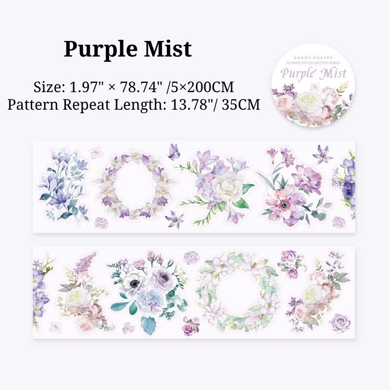 Flower Collection Series PET Tape Decorative Scrapbook Tape