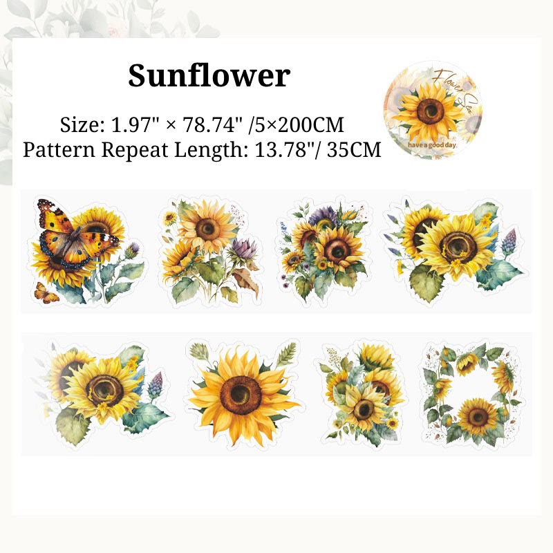 Sea Of Flower Series PET Tape Decorative Scrapbook Tape