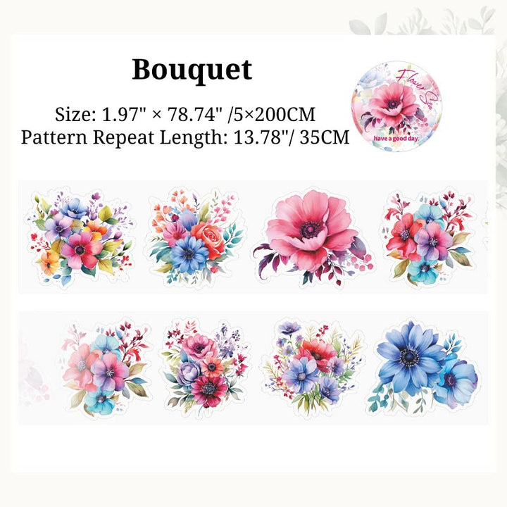 Sea Of Flower Series PET Tape Decorative Scrapbook Tape