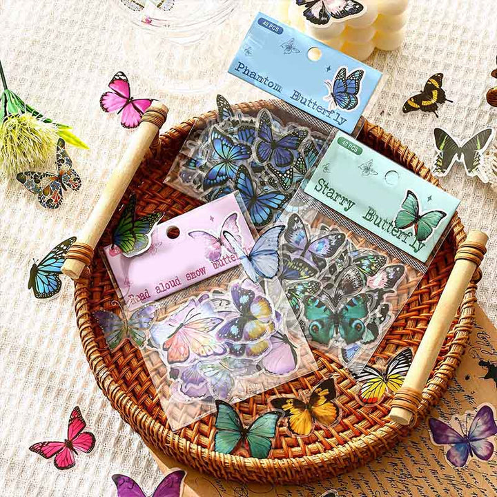 40pcs Pack Butterfly World Series PET Sticker For Journal Decor