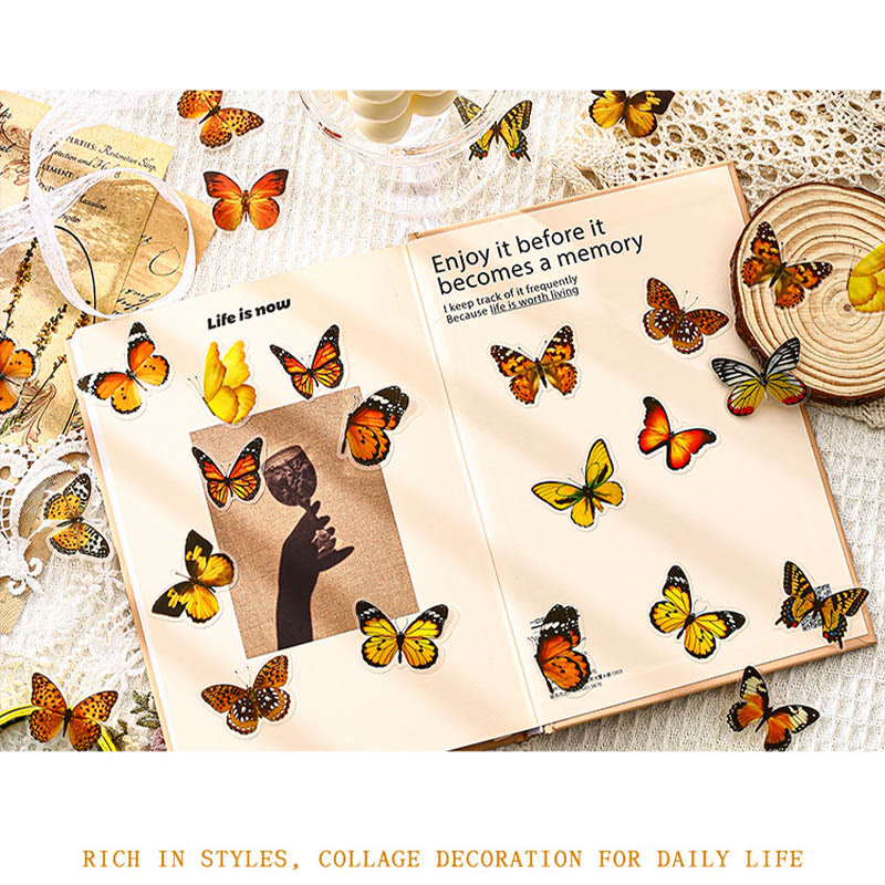 40pcs Pack Butterfly World Series PET Sticker For Journal Decor