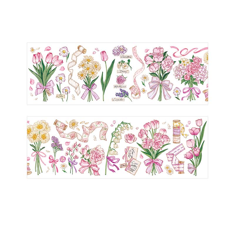 Flowers In Bottle Series Sticker Tape For Journal Decor