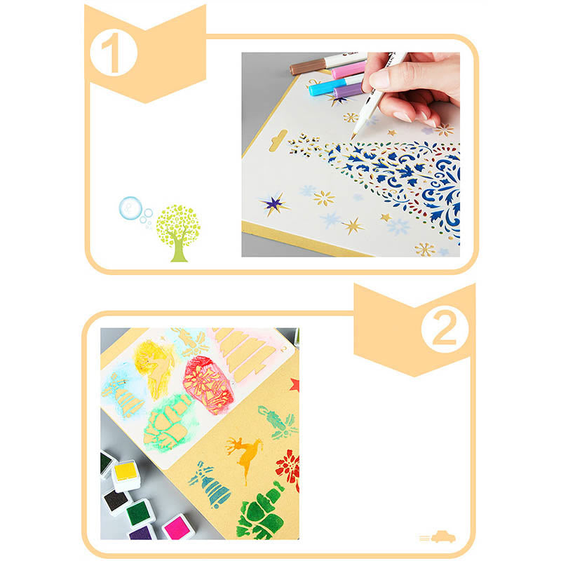 Christmas Painting Template Hollow Out Drawing Board For Kids DIY