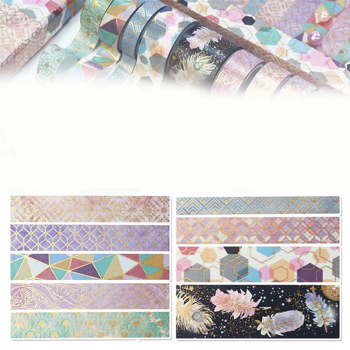 9 Rolls Set Geometric Aesthetics Washi Tape Decorative Scrapbook Tape