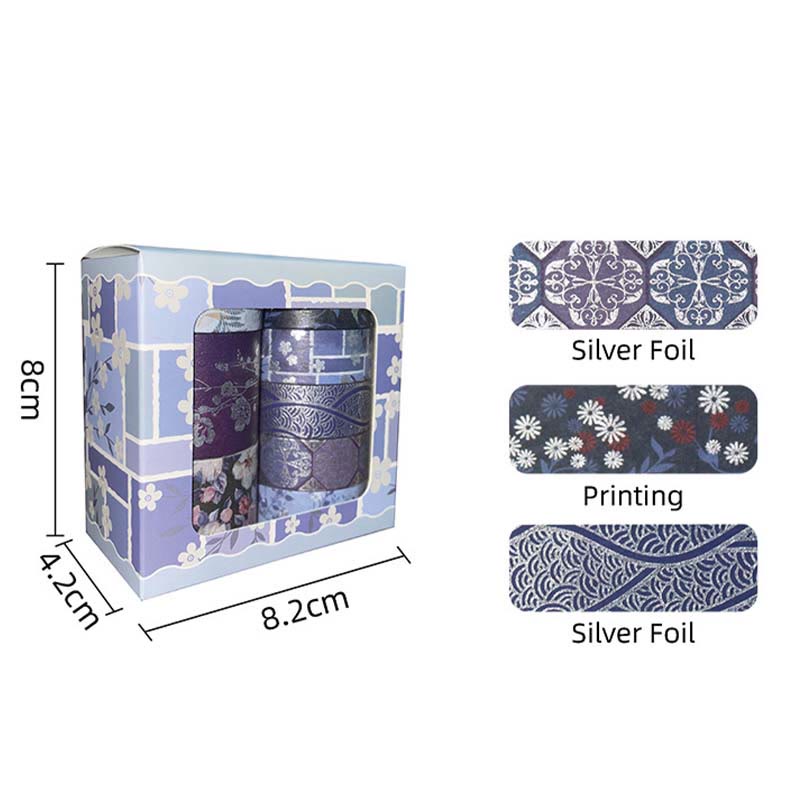 8 rolls Set Blue Flower Washi Tape Decorative Scrapbook Tape