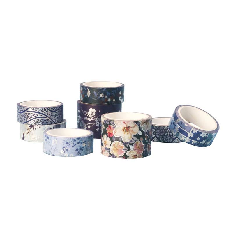 8 rolls Set Blue Flower Washi Tape Decorative Scrapbook Tape