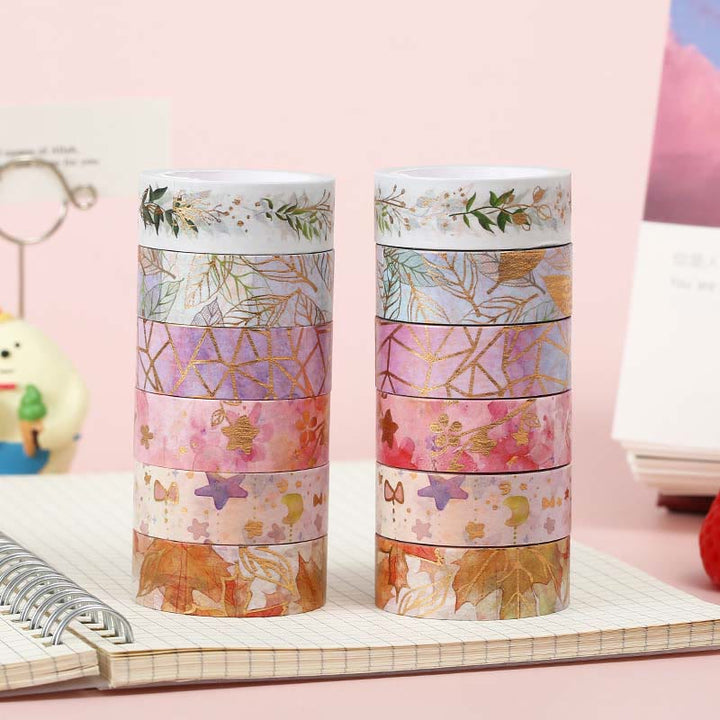 6 Rolls Flowes Washi Tape Set Decorative Scrapbook Tape