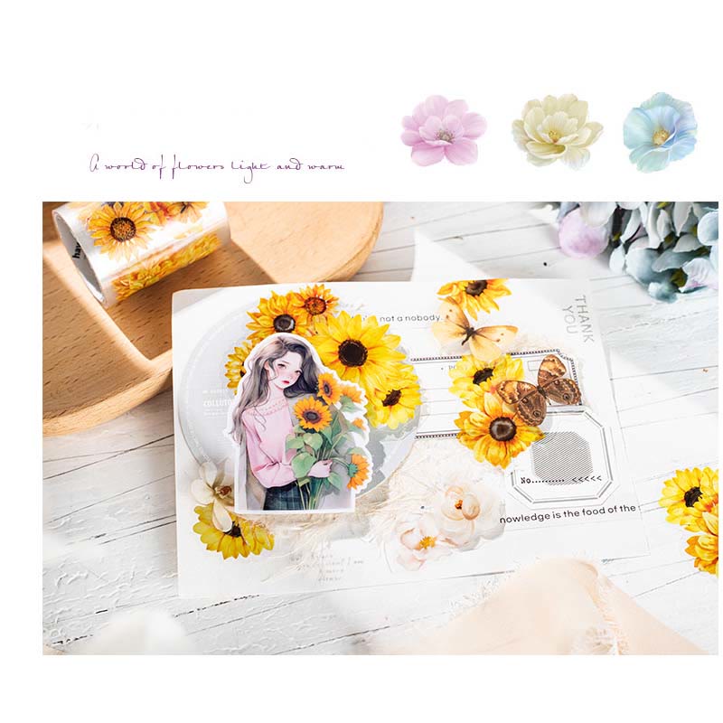 Flower Piece Series PET Tape Decorative Scrapbook Tape