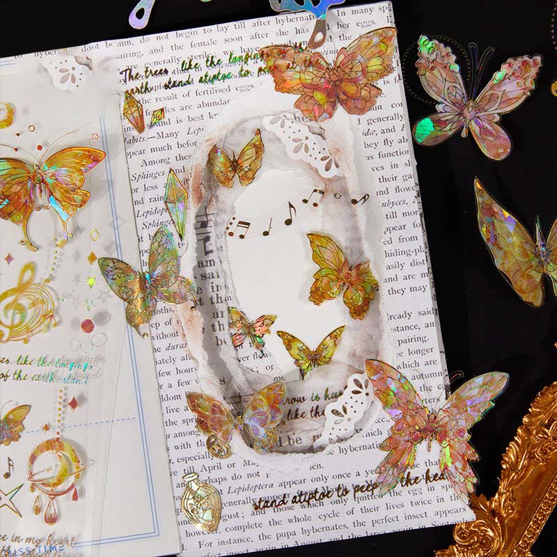 Light Butterfly Series PET Sticker Set For Journal Decor