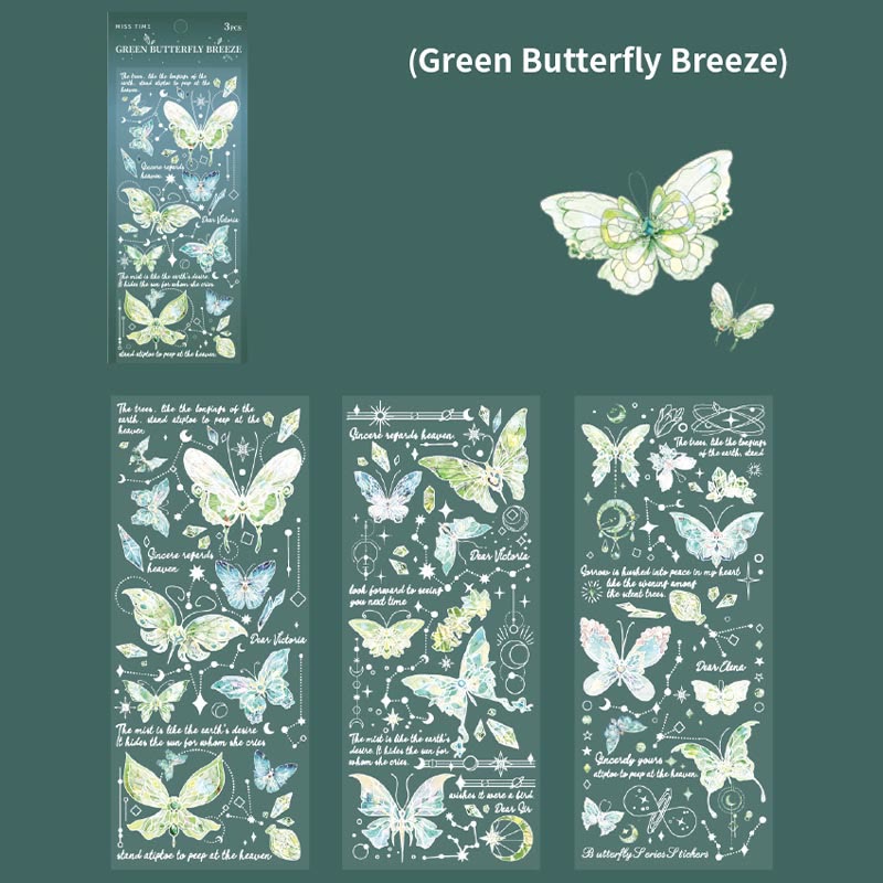 Light Butterfly Series PET Sticker Set For Journal Decor