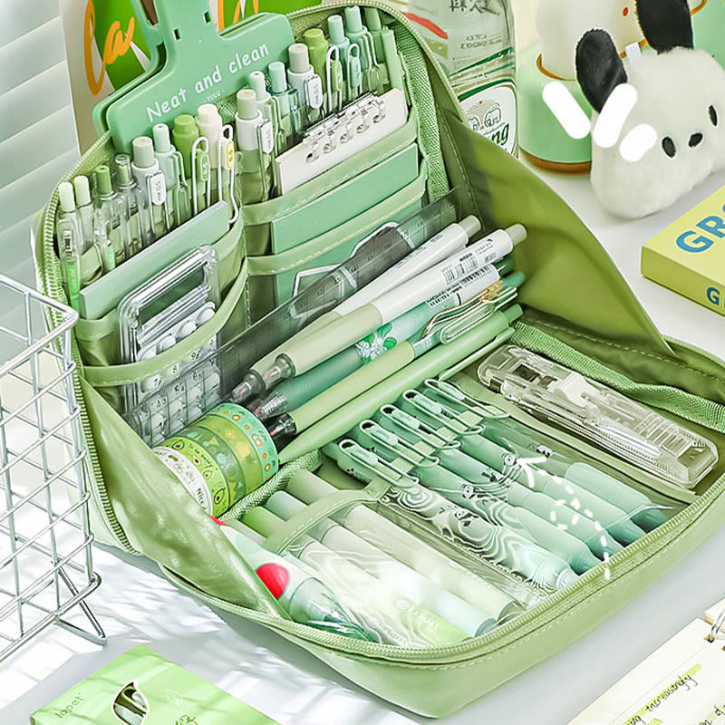 Large Capacity Stationery Bag Wide Open Pencil Case For Kids