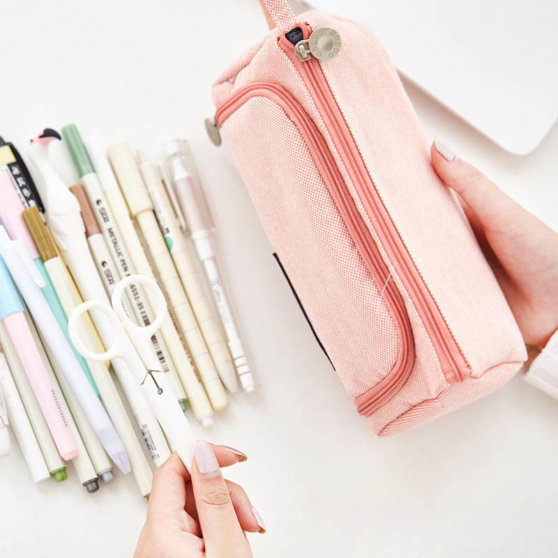 Simple Handheld Canvas Stationery Bag Pen Case For Student