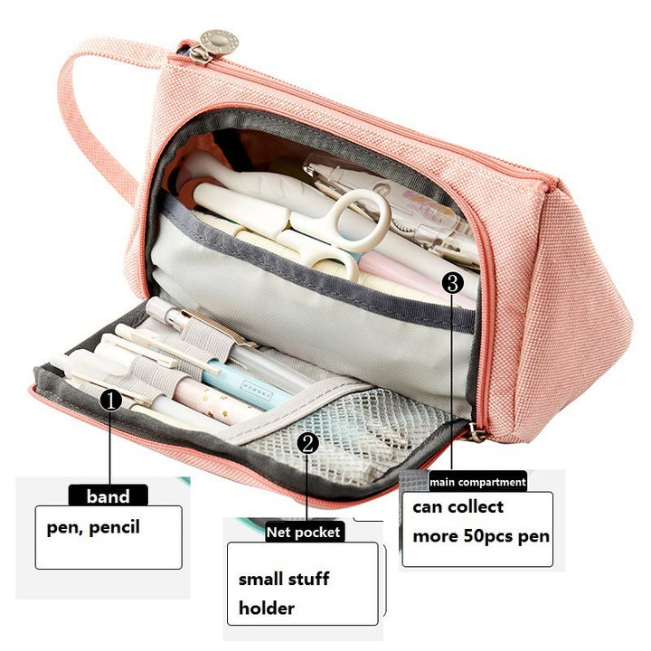 Simple Handheld Canvas Stationery Bag Pen Case For Student