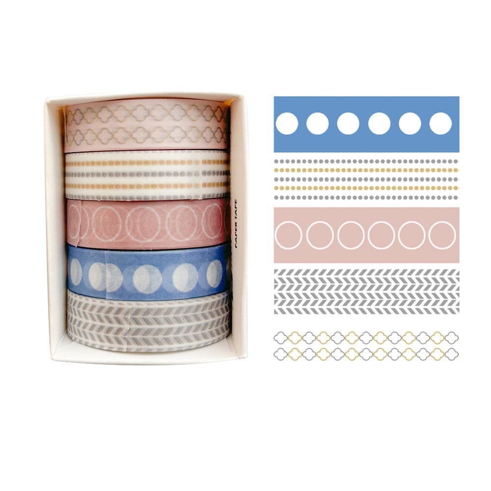 5 Rolls Passing Time Series Washi Tape Set Scrapbook Tape