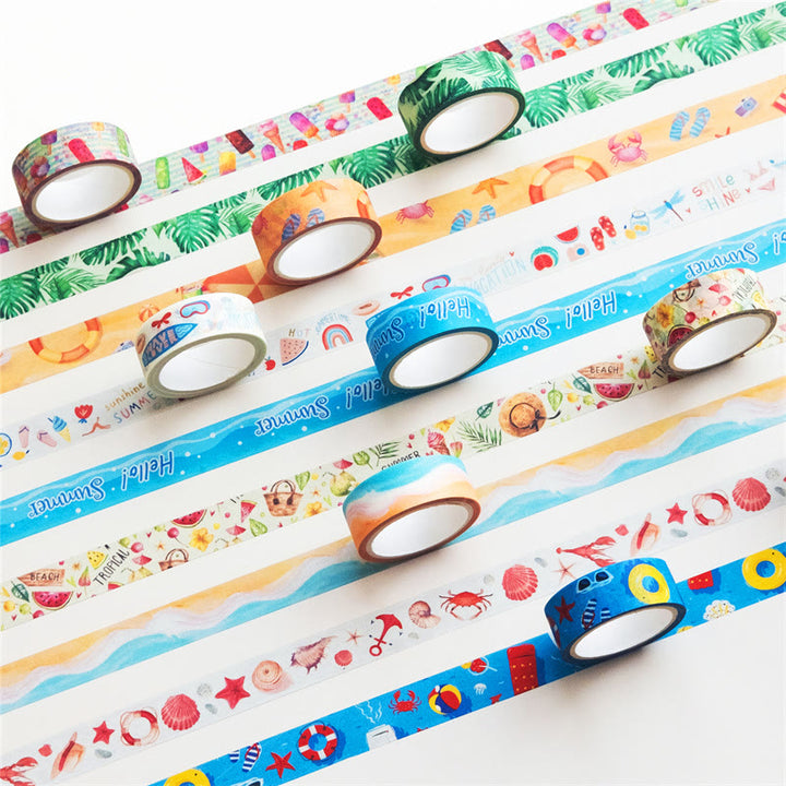 10 Rolls Summer Beach Series Washi Tape Set Scrapbook Tape