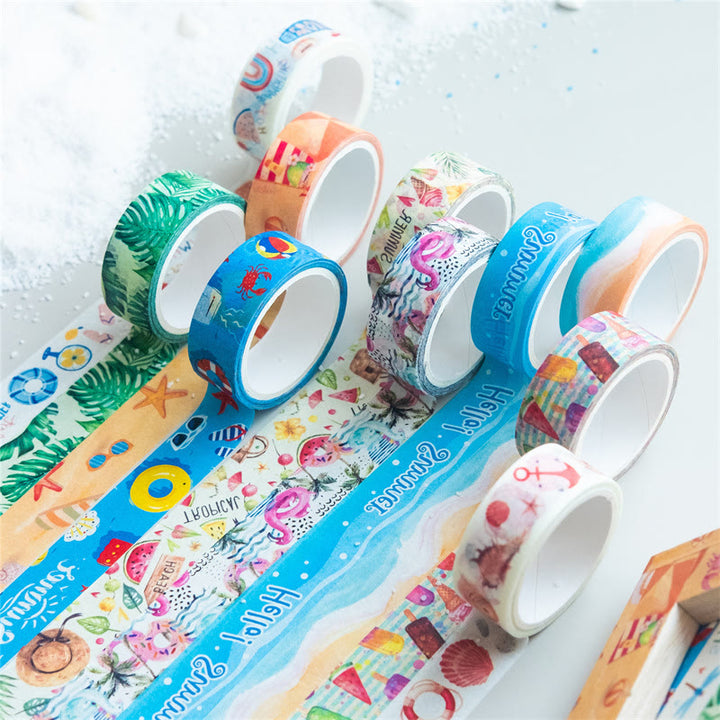 10 Rolls Summer Beach Series Washi Tape Set Scrapbook Tape