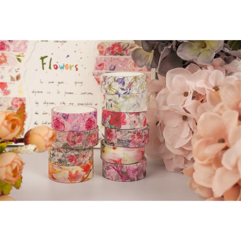 20/40 Rolls Flowers Time Series Washi Tape Set Scrapbook Tape