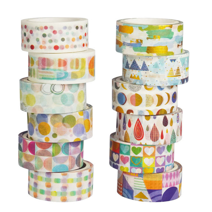 12 Rolls Fun Painting Series Washi Tape Set Scrapbook Tape