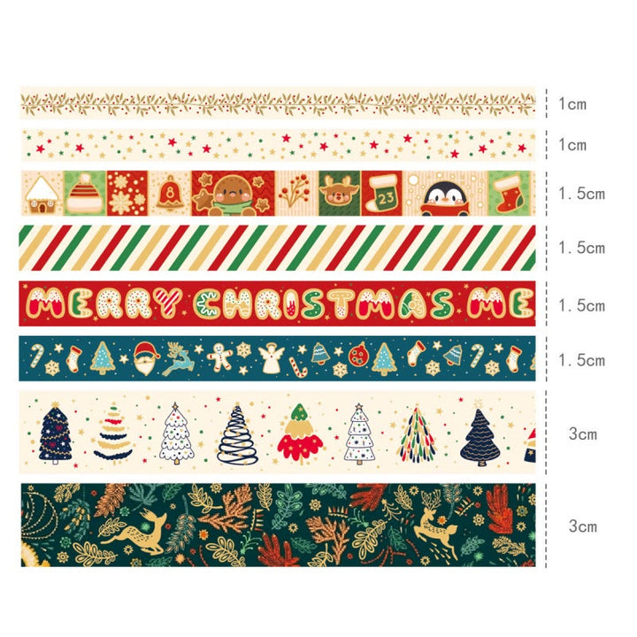 8 Rolls Merry Christmas Series Washi Tape Set Scrapbook Tape