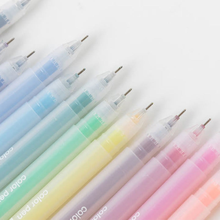 12pcs Set 0.5mm Tip Pens For Students Clear Pattern Office Supplies