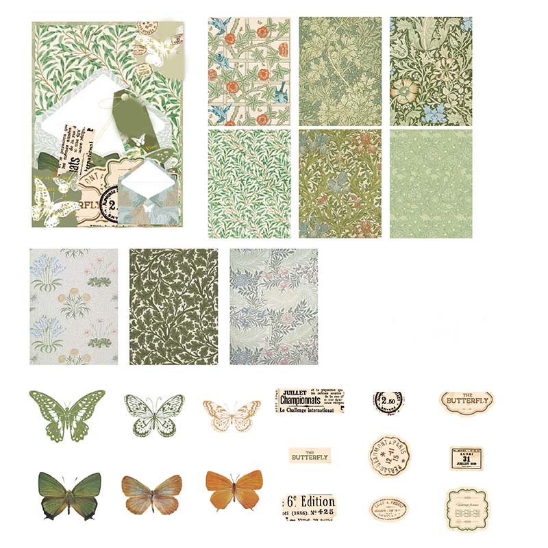 Butterfly Letter Series Paper Set Decorative Journaling Backing Paper