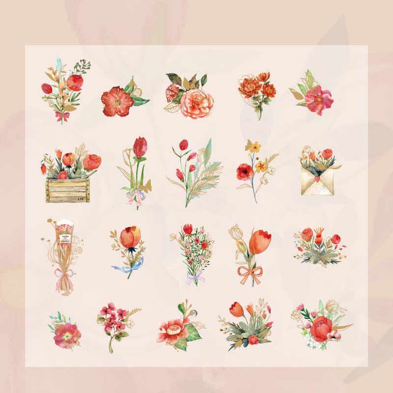 40pcs Peach Blossom Series Sticker For DIY Journal Decor