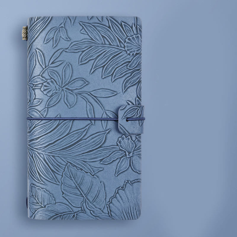 A6 Embossed Soft Leather Cover Notebook For Travel Daily Record