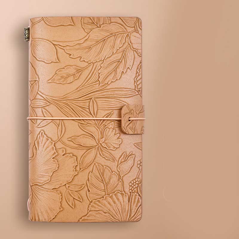 A6 Embossed Soft Leather Cover Notebook For Travel Daily Record