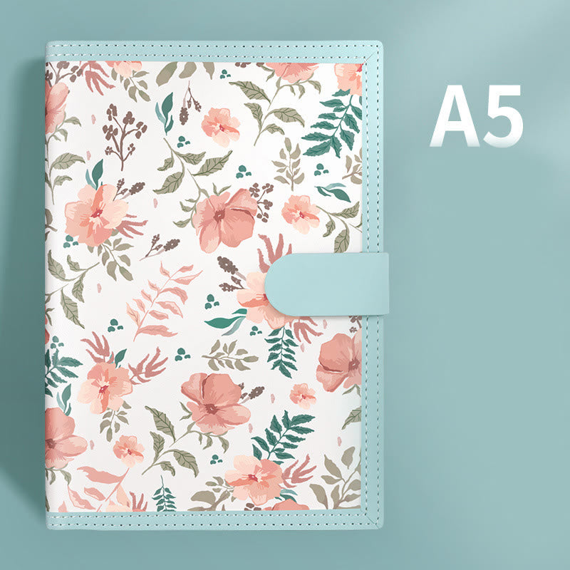 A5 Cute Floral Leather Cover Notebook For Diary Record