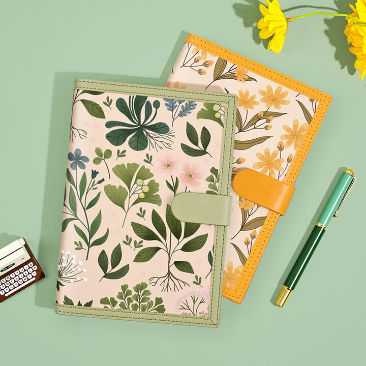 A5 Cute Floral Leather Cover Notebook For Diary Record