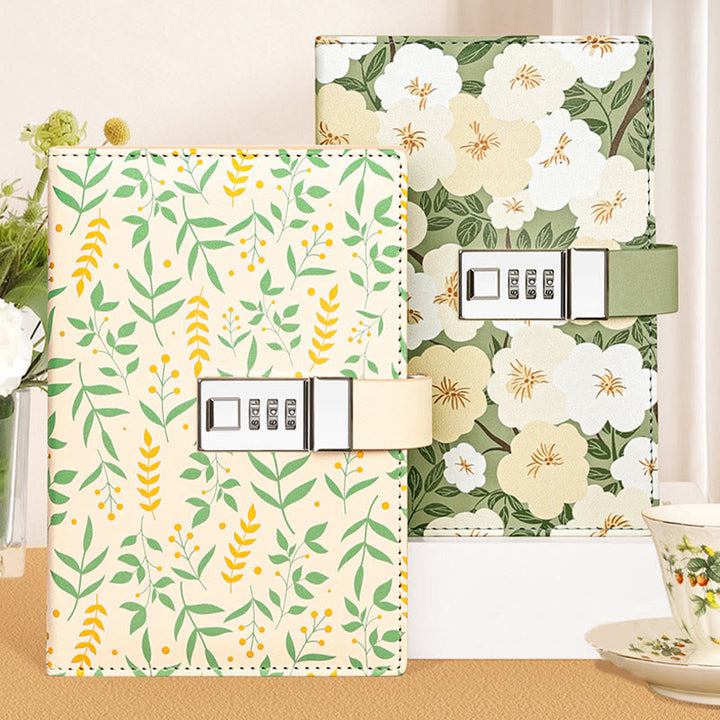 B6 Floral Cover Notebook For Record With Coded Lock