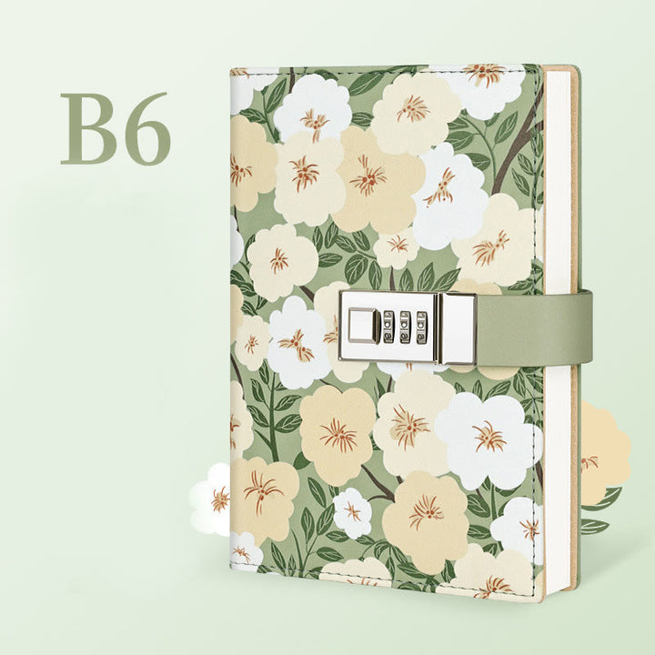 B6 Floral Cover Notebook For Record With Coded Lock