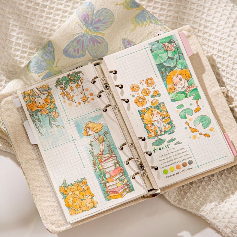 A5/ A6 Warbler Butterfly Cloth Cover Notebook For DIY Daily Record