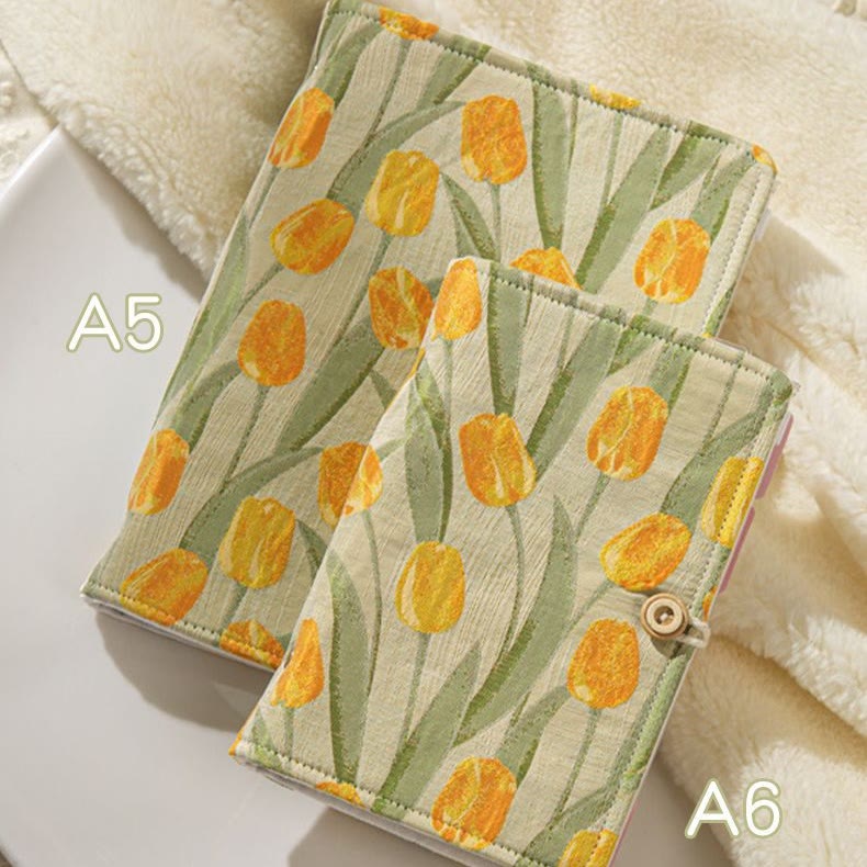 A5/ A6 Tulip Pattern Cloth Cover Notebook For Daily Record