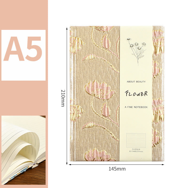 A5 Lotus Cloth Cover Notebook For DIY Daily Record