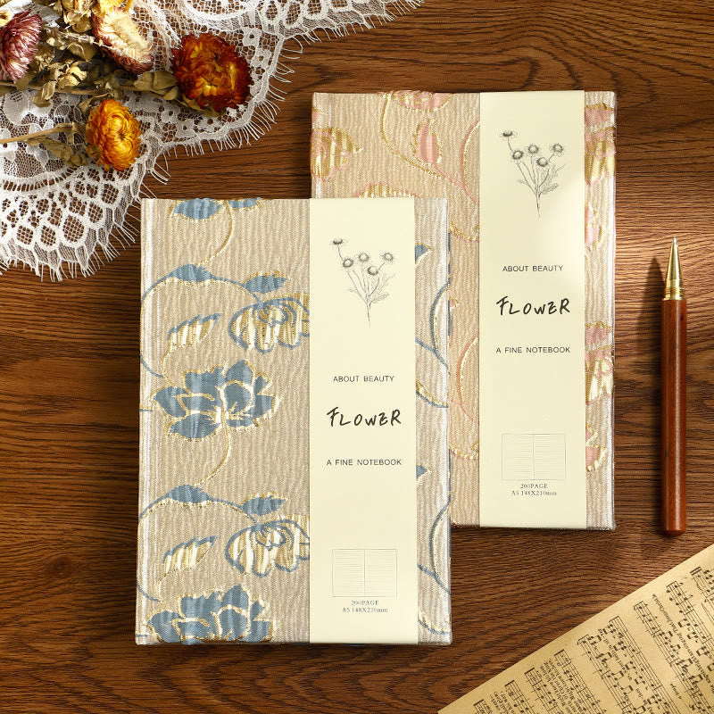 A5 Lotus Cloth Cover Notebook For DIY Daily Record