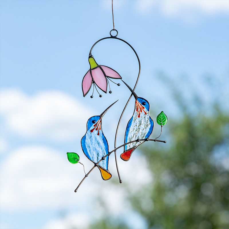 Hummingbird with Flower Acrylic Suncatcher Window Hanging Ornament