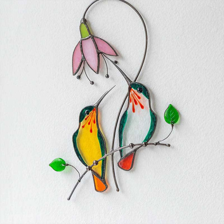 Hummingbird with Flower Acrylic Suncatcher Window Hanging Ornament