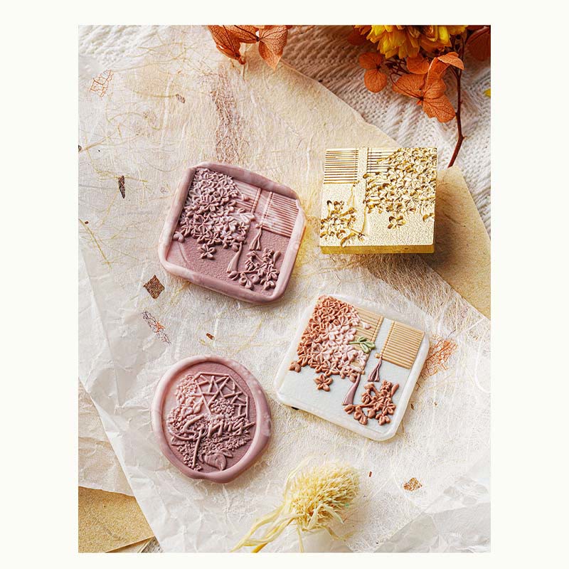 3D Embossed Season Garden Scenery Series Seal Wax Stamp Head