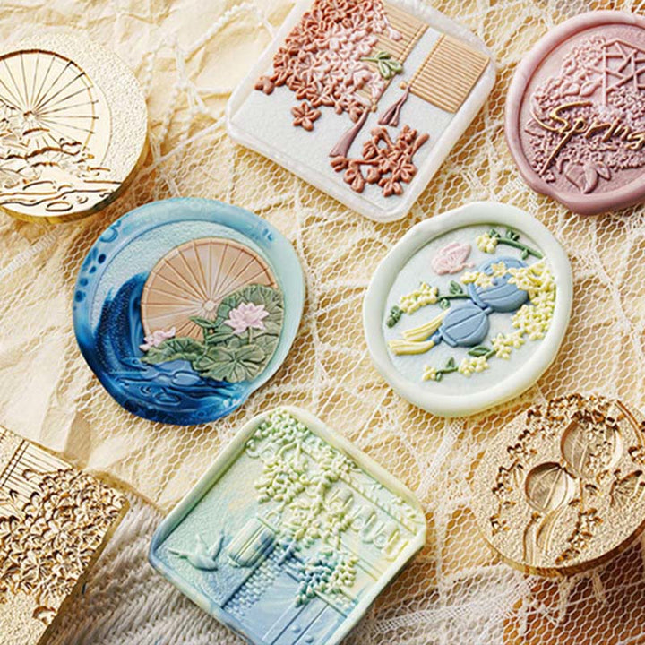 3D Embossed Season Garden Scenery Series Seal Wax Stamp Head