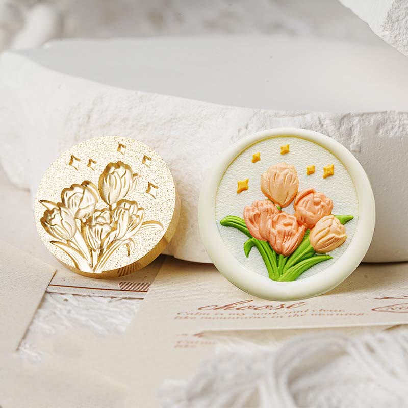 3D Embossed Spring Rose Series Seal Wax Stamp Head